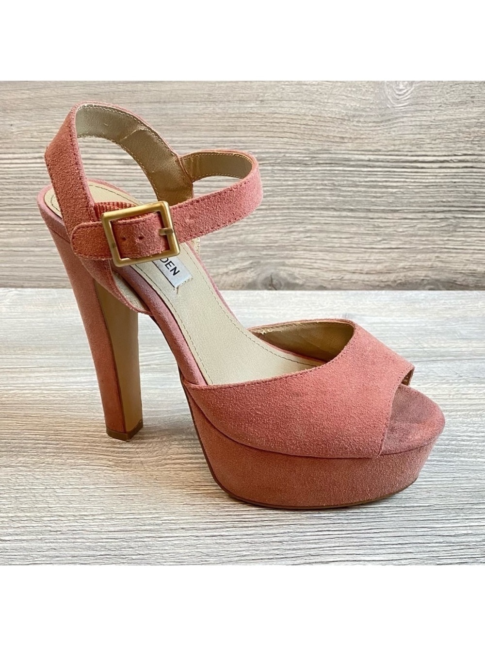 Steve Madden Dynemite platform leather suede buckled heals sz 7.5